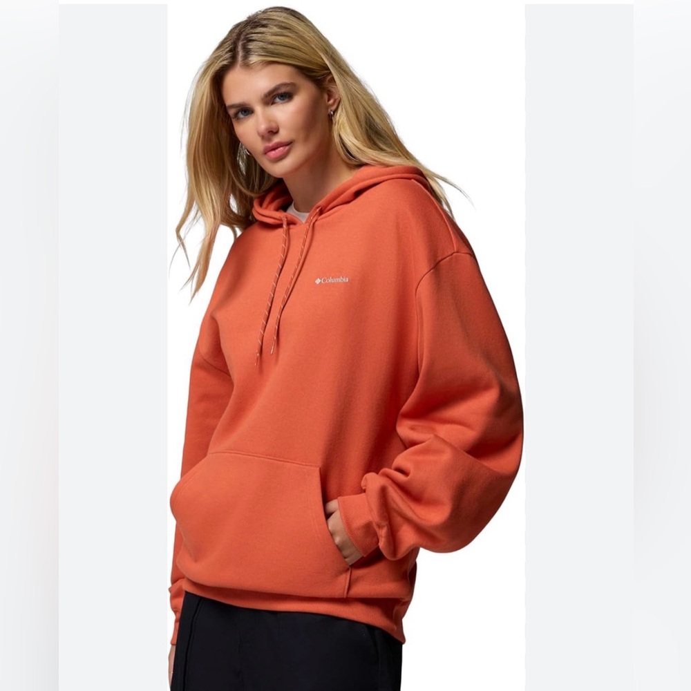Columbia Women’s Large Aldermore Hoodie Tuscan Orange Front Pocket New MSRP $79